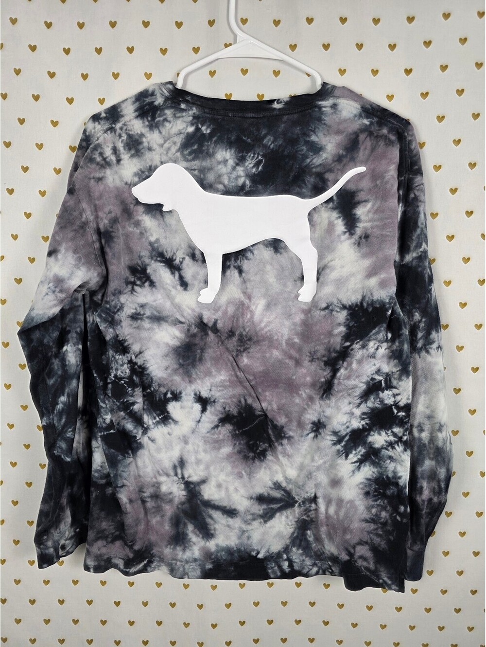 Victorias Secret PINK Dog Logo Long Sleeve Tye Dye Tee shirt small